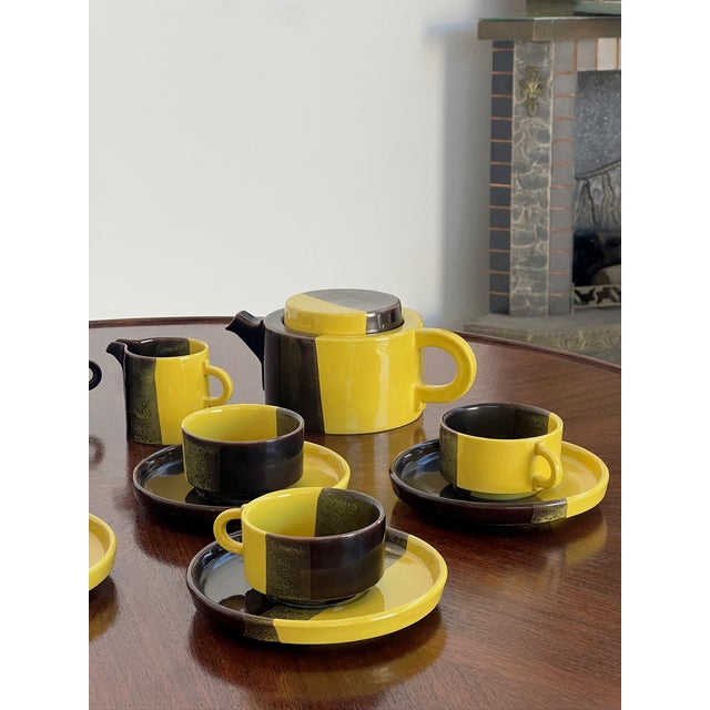 Black Italian Ceramic Tea or Coffee Set from SIC Ceramiche Artistiche, 1960s-1970s, Set of 13 For Sale - Image 8 of 13