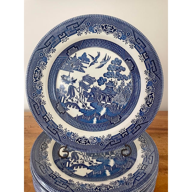 Vintage English Churchill Blue Willow Dinner Plates - Set of 10 | Chairish