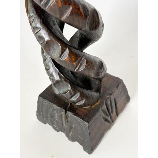 Black Rustic Wooden Candlestick, France, 1970s For Sale - Image 8 of 9
