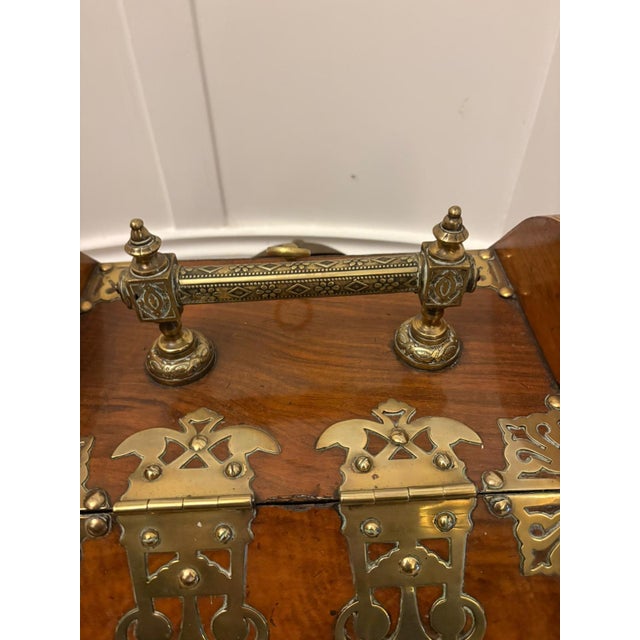 Wood Antique Victorian Brass-Mounted Walnut Log Scuttle, 1880s For Sale - Image 7 of 9