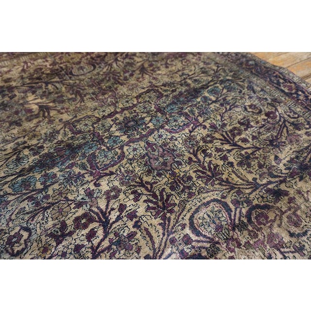 Ivory Ivory Color & Purple Details Fine Persian Kashan Hand Knotted Wool & Silk Rug and Geometric Pattern For Sale - Image 8 of 12