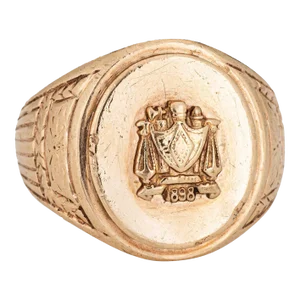 Antique Victorian Signet Ring Family Crest c1898 Sz 8 1/2 10k Yellow Gold Men's