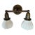 Antique Double Wall Sconce With Original Clamshell Shades For Sale