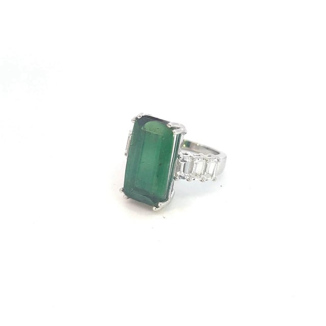 Natural Tourmaline Sapphire Ring 7 14k WG 12.17 TCW Certified For Sale - Image 15 of 18
