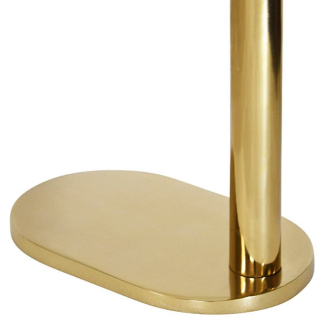 Stone Matthew Izzo Home Simeon Polished Brass and Marble Racetrack C Sidetable For Sale - Image 7 of 8