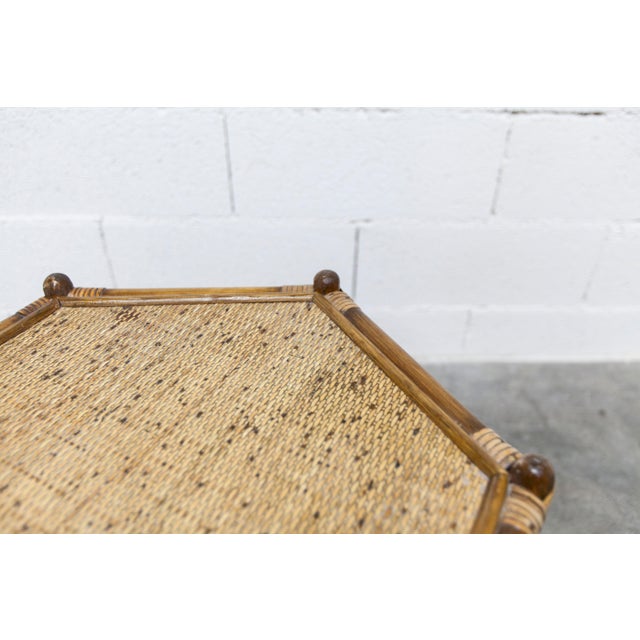 Brown Hexagonal Rattan Coffee Table, 1960s For Sale - Image 8 of 17