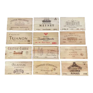 Vintage French Wooden Wine Crate Box Labels, Set of 12