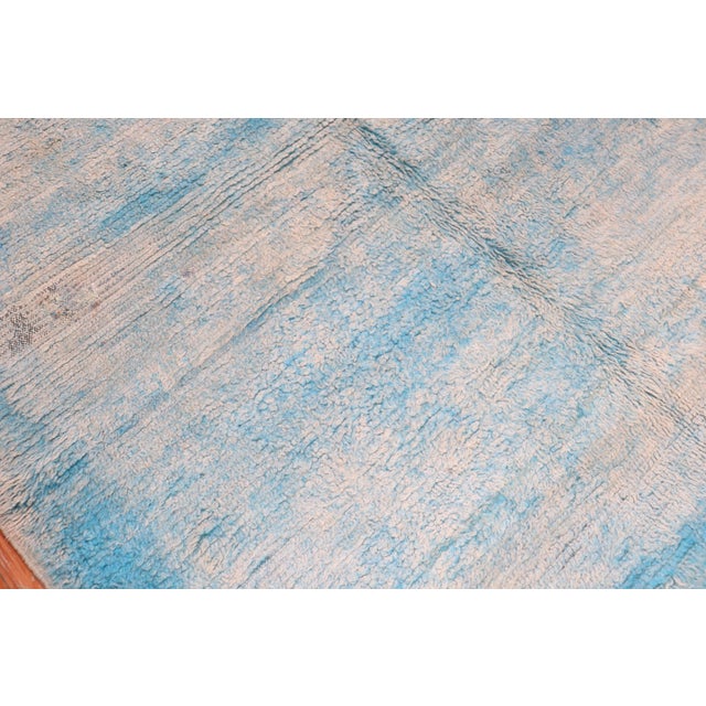 Textile Vintage Sky Blue Moroccan Square Rug - 7' x 8'3" For Sale - Image 7 of 12