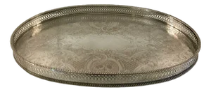 Antique Edwardian Silver-Plated Engraved Tea Tray, 1900s