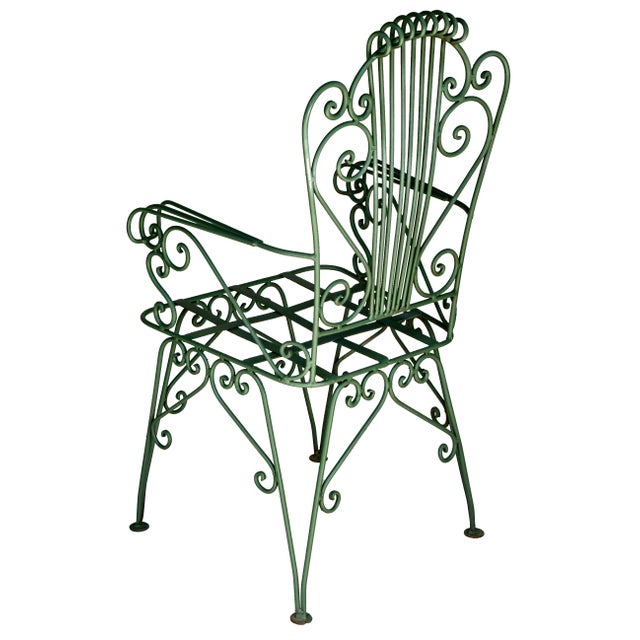 Light Green 1950s Iron Garden Chairs in Moss Green - Set of 4 For Sale - Image 8 of 11