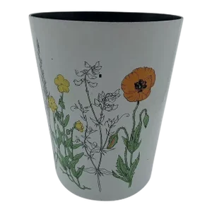 Late 20th Century Japanese Poppy Floral Hard Plastic Waste Basket