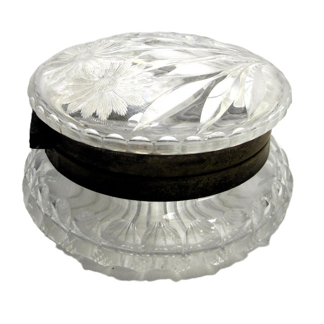Victorian Antique Pairpoint Cut Glass Dresser Box Victorian Viscaria Pattern For Sale - Image 3 of 13