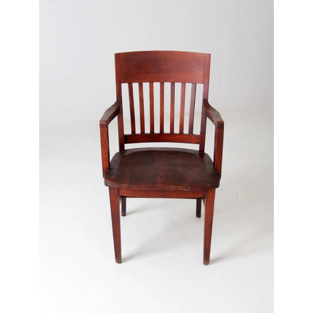 Brown Antique Wooden Library Chair For Sale - Image 8 of 12
