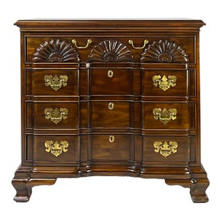 Vintage Chippendale Style Block-Front Solid Cherry Bachelor's Chest by Harden For Sale