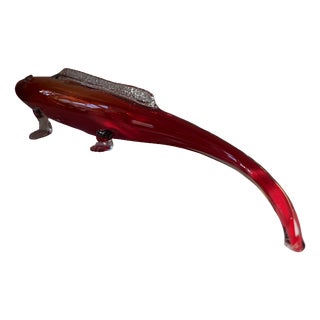 Large Red Sommerso Murano Glass Fish Vase with Applied Clear Fins from 1295 Murano, Italy, 1960s For Sale