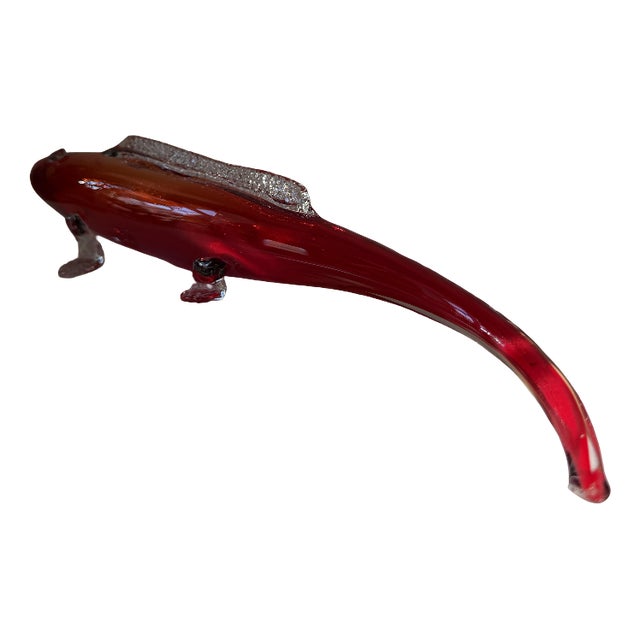 Large Red Sommerso Murano Glass Fish Vase with Applied Clear Fins from 1295 Murano, Italy, 1960s For Sale