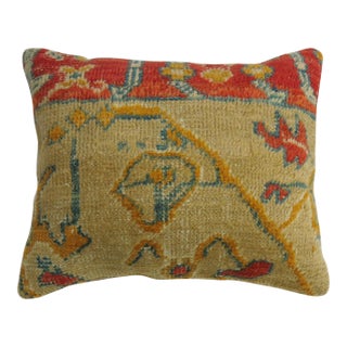Coral Tan Early 20th Century Wool Antique Oushak Rug Pillow For Sale