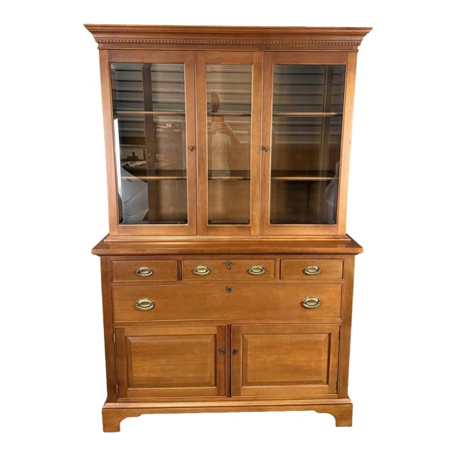 Vintage Craftique Solid Mahogany China Cabinet For Sale
