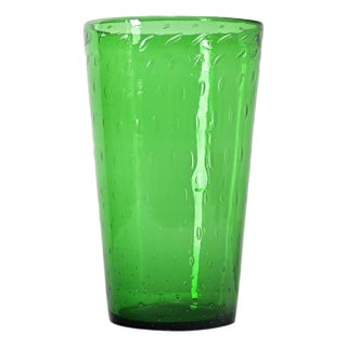 English 19th Century Large Green Bubble Glass Vase For Sale