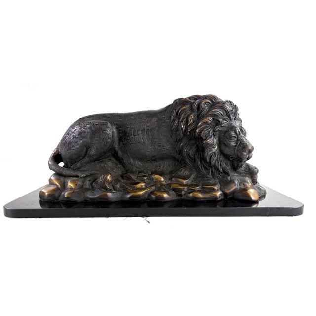 1950s Mid 20th Century Grand Tour Italian Bronze Lion Sculpture For Sale - Image 5 of 12