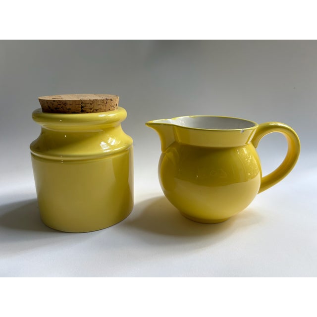 Mid-Century Modern Savoir Vivre Yellow Ceramic Sugar & Creamer Set, 1980's For Sale - Image 3 of 18