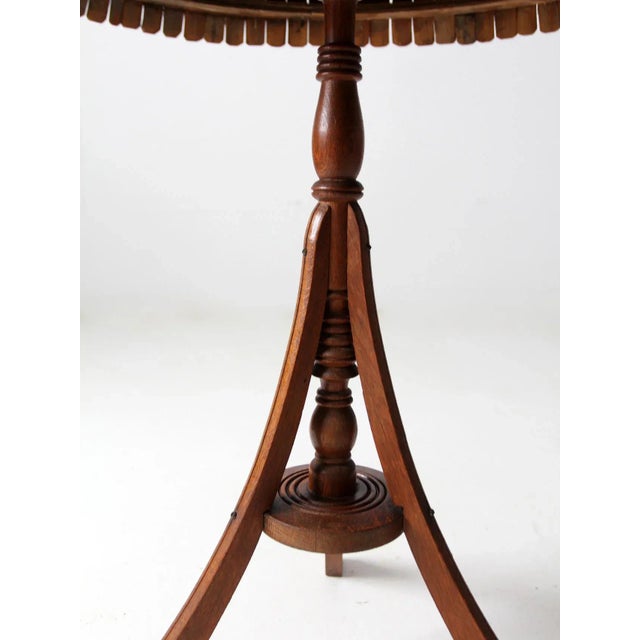 Wood Antique Round Bamboo Accent Table For Sale - Image 7 of 11