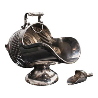 Antique Victorian Salt Cellar English Silverplate Miniature Scuttle For Sale