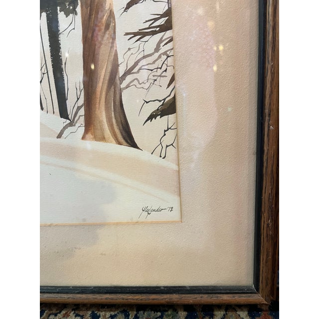 Tall and narrow wood frame matted Picture. The frame measuring 16.75” by 33.5” Tall. The back is handwritten marked “ How...