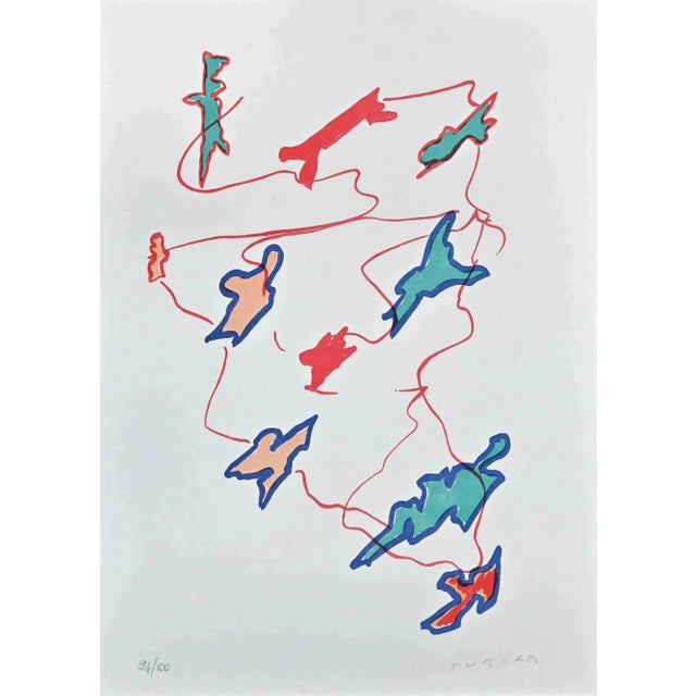 Mid-Century Modern Giulio Turcato, Leaves, Original Screen Print, 1973 For Sale - Image 3 of 3