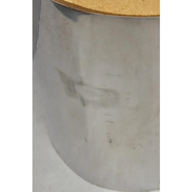 Beige Vintage Mid Century Modern Round Travertine Chrome Steel Pedestal Dining Table For Sale - Image 8 of 18
