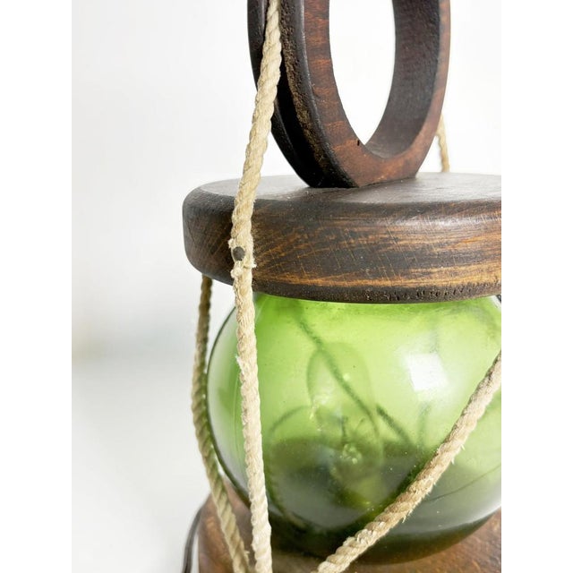 Wooden Table Lamp with Glass Globe, France, 1960s For Sale - Image 9 of 10
