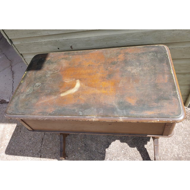 Late 19th Century Late 19th Century Victorian Cottage Painted Walnut Sewing Table For Sale - Image 5 of 11