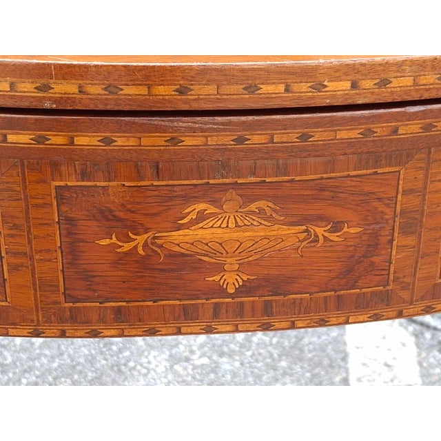 Late 19th Century George III Satinwood Inlaid Mahogany Serpentine Fold Top Game Console Table, 19th Century For Sale - Image 13 of 15