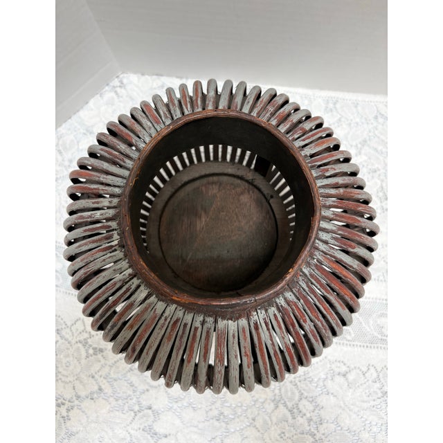 Vintage Rustic Round Wood Candleholder or Plant Vessel For Sale - Image 10 of 10