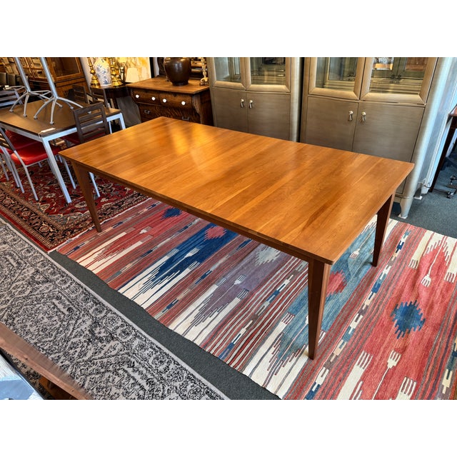 Ethan Allen Arts & Crafts Style Cherry Dining Table With Eight Slat-Back Chairs For Sale In San Francisco - Image 6 of 17