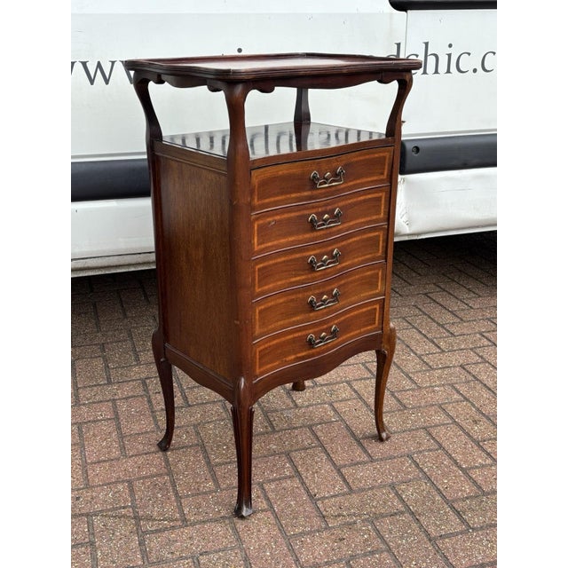 Art Noveau Inlaid Mahogany Chest of Drawers For Sale - Image 6 of 10