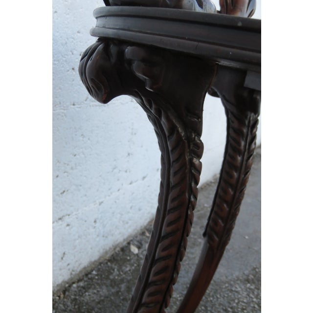 Hand Carved Round Two Tier Mahogany Glass Top Side End Lamp Table 5762 For Sale - Image 11 of 12