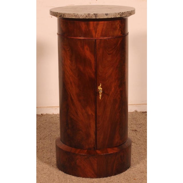 Large Empire Sonno Bedside Table in Flamed Mahogany and Marble For Sale - Image 6 of 12
