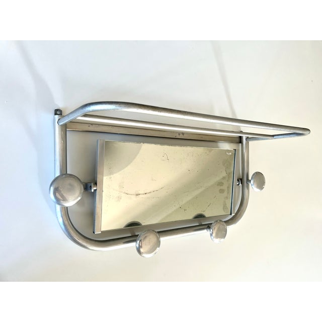 Vintage French Coat Rack with Mirror, 1940s For Sale - Image 3 of 12