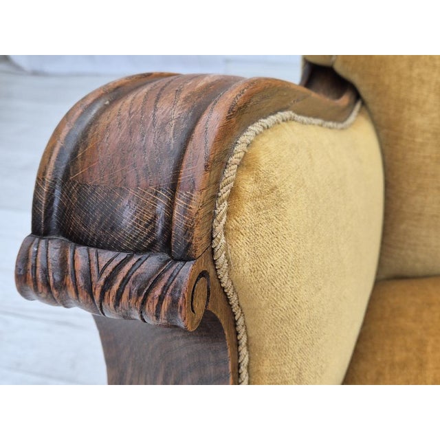 Danish Armchair in Oak and Yellow Furniture Velour, 1960s For Sale - Image 18 of 18