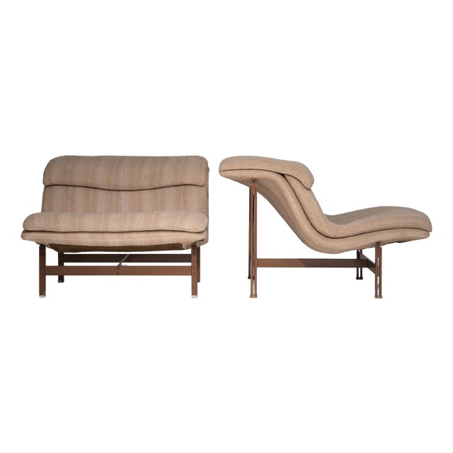 Wave Lounge Chairs by Giovanni Offredi for Saporiti, 1970s, Set of 2 For Sale