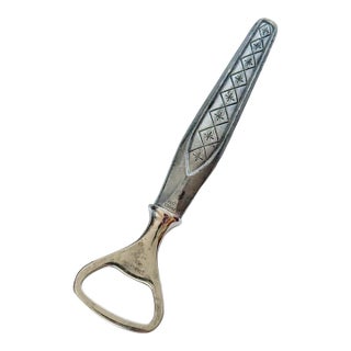 Vintage Mid-Century Modern Atomic Norwegian Hardanger Tinn Pewter Bottle Opener For Sale