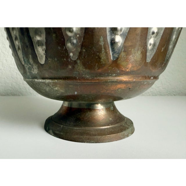 Rustic Copper and Silver Footed Cachepot For Sale In Sacramento - Image 6 of 9