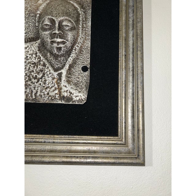 2000 - 2009 Framed Zinc Relief Wall Sculpture – African-Inspired Portrait For Sale - Image 5 of 6