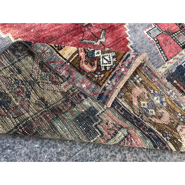 Textile 1960s Vintage Tribal Handmade Floral Wool Rug- 4′2″ × 8′5″ For Sale - Image 7 of 11