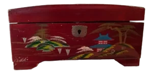 Vintage Lacquered Painted Treasure Box
