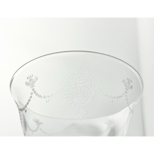1940s Vintage Set of 10 Federalist-Style Etched Coupe Champagne Glasses For Sale In Dallas - Image 6 of 6