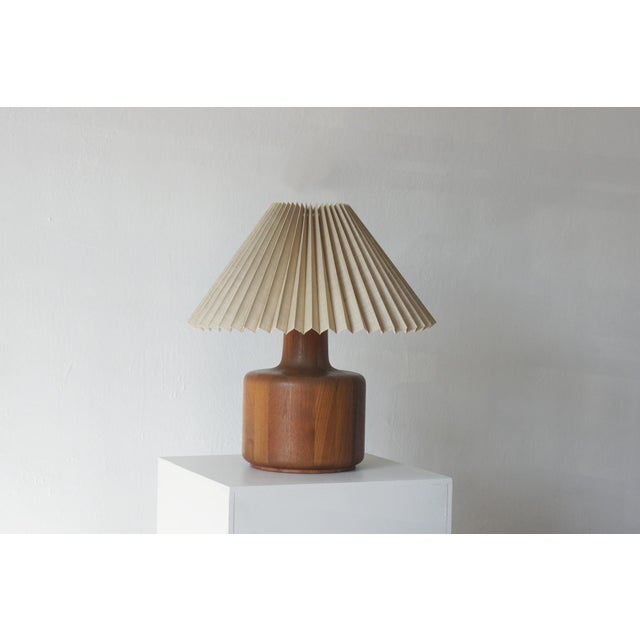 Wood Vintage Scandinavian Table Lamp with Teak Base For Sale - Image 7 of 7