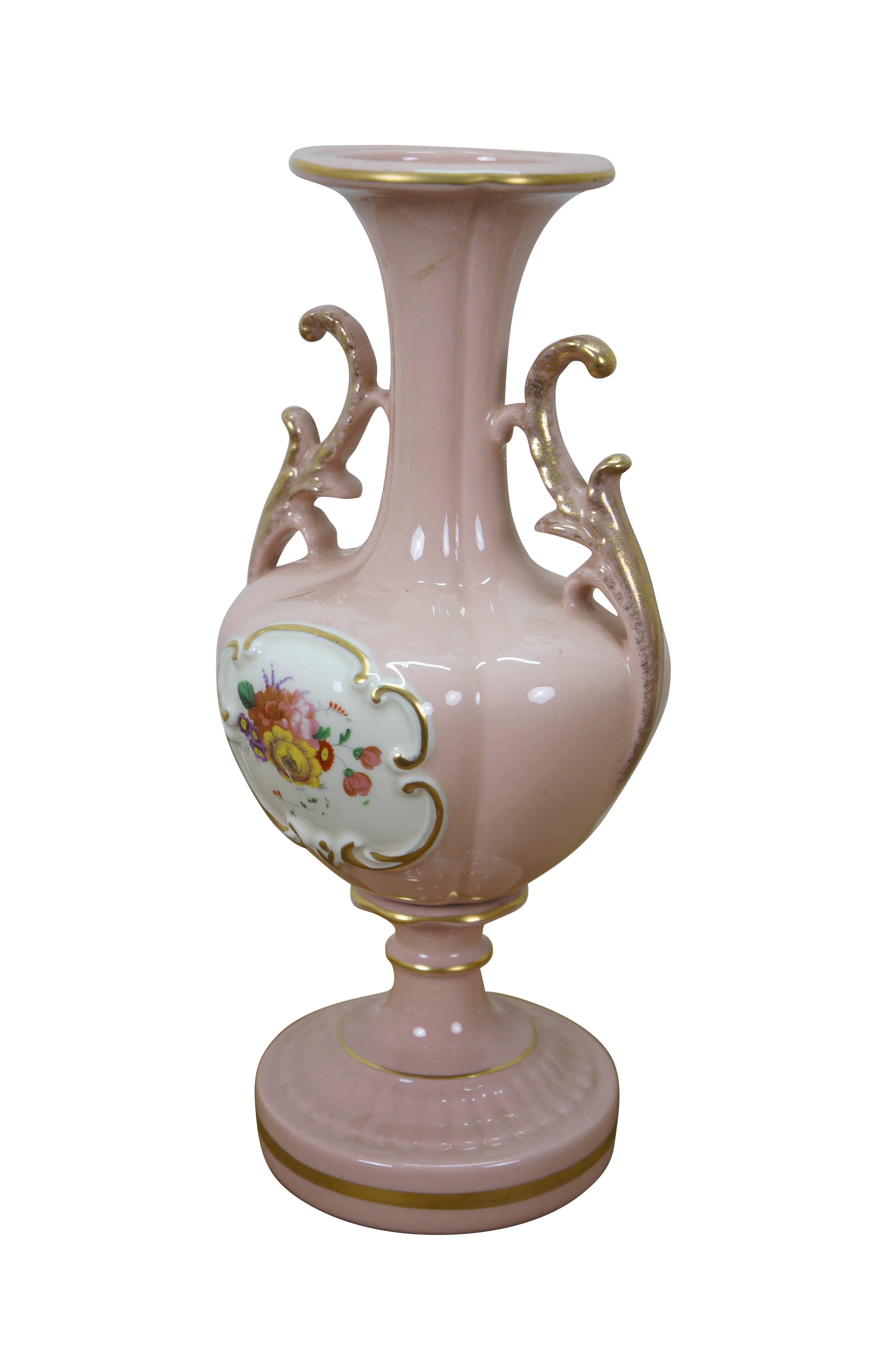 Mid 20th Century 2 St Regis American Porcelain Pink Floral Mantel