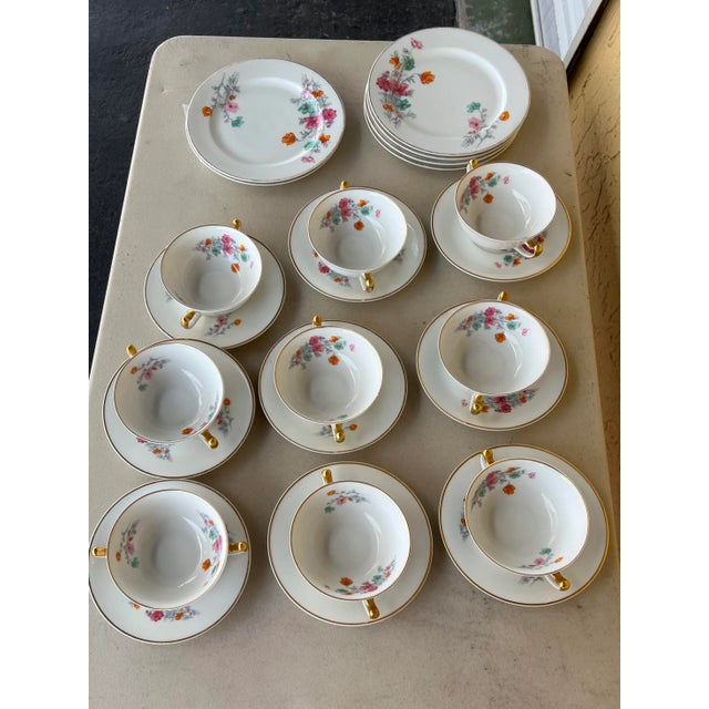 Metal 1920s Soup/Bouillon Bowl ,Saucer & Plate Set 24 Pieces For Sale - Image 7 of 12